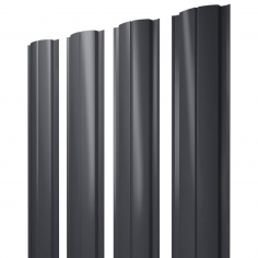 Штакетник Полукруглый Slim с прямым резом 0,45 Drap TwinColor RAL 7024 мокрый асфальт