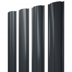 Штакетник Полукруглый Slim с прямым резом 0,45 PE-Double RAL 7016 антрацитово-серый