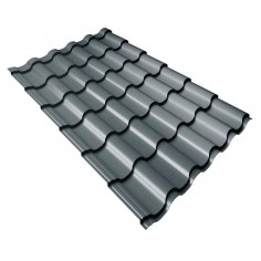 Металлочерепица кредо 0,5 Satin Matt TX RAL 7016 антрацитово-серый