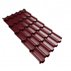 Металлочерепица квинта плюс Grand Line c 3D резом 0,5 Satin Matt TX RAL 3005 красное вино
